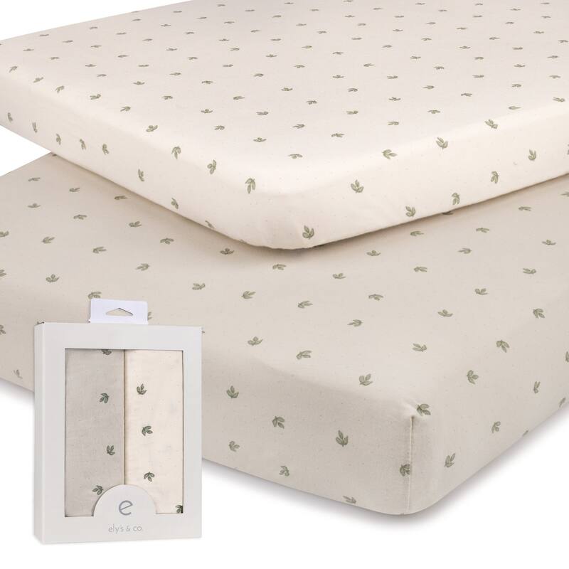 Ely's & Co. Baby Fitted Pack n Play - Mini Crib Sheet Set - 2 Pack - 38" x 24" - Vintage Leaf