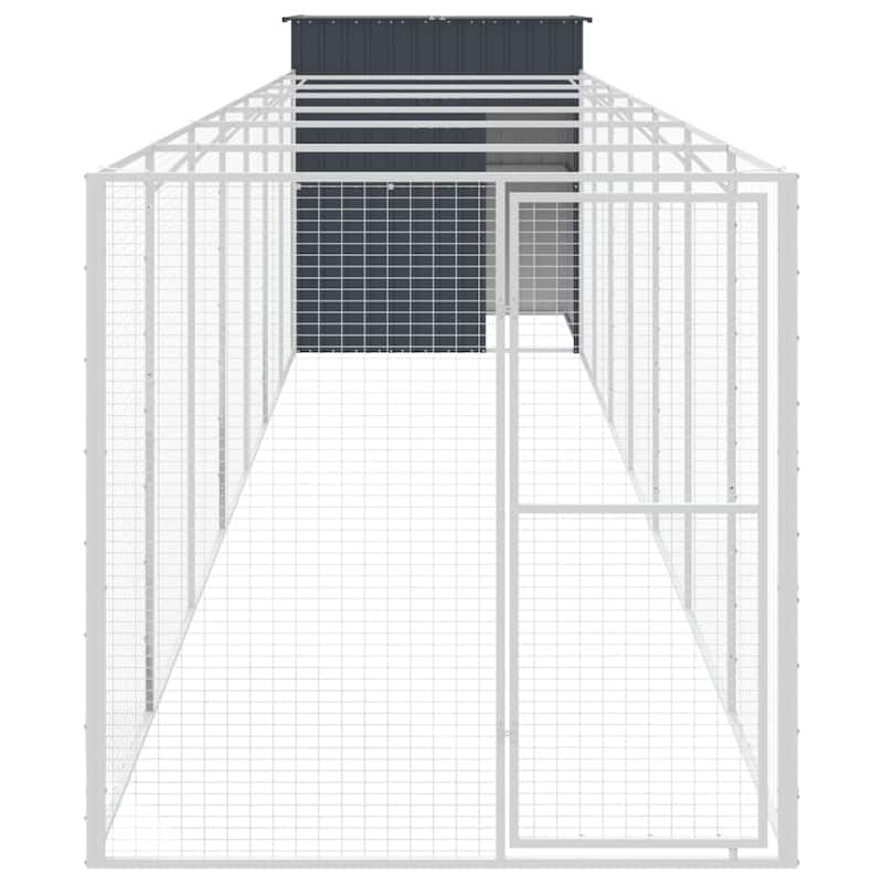 vidaXL Dog House Outdoor Dog Kennel Crate Shelter with Run Galvanized Steel