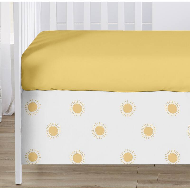 Sweet Jojo Designs White and Yellow Boho Sun Boy, Girl, Unisex/Gender Neutral 3pc Nursery Crib Bedding Set - Bohemian Celestial