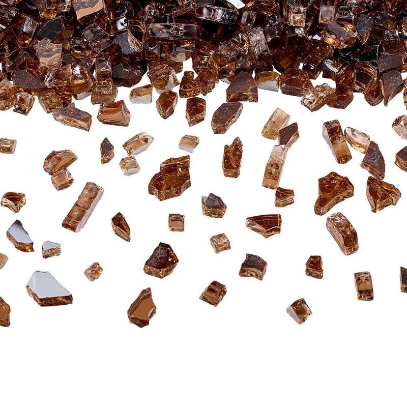 Copper Tempered Crushed Glass Fire Pit Rocks 10 lbs Heat Resistant - 1/4 inch