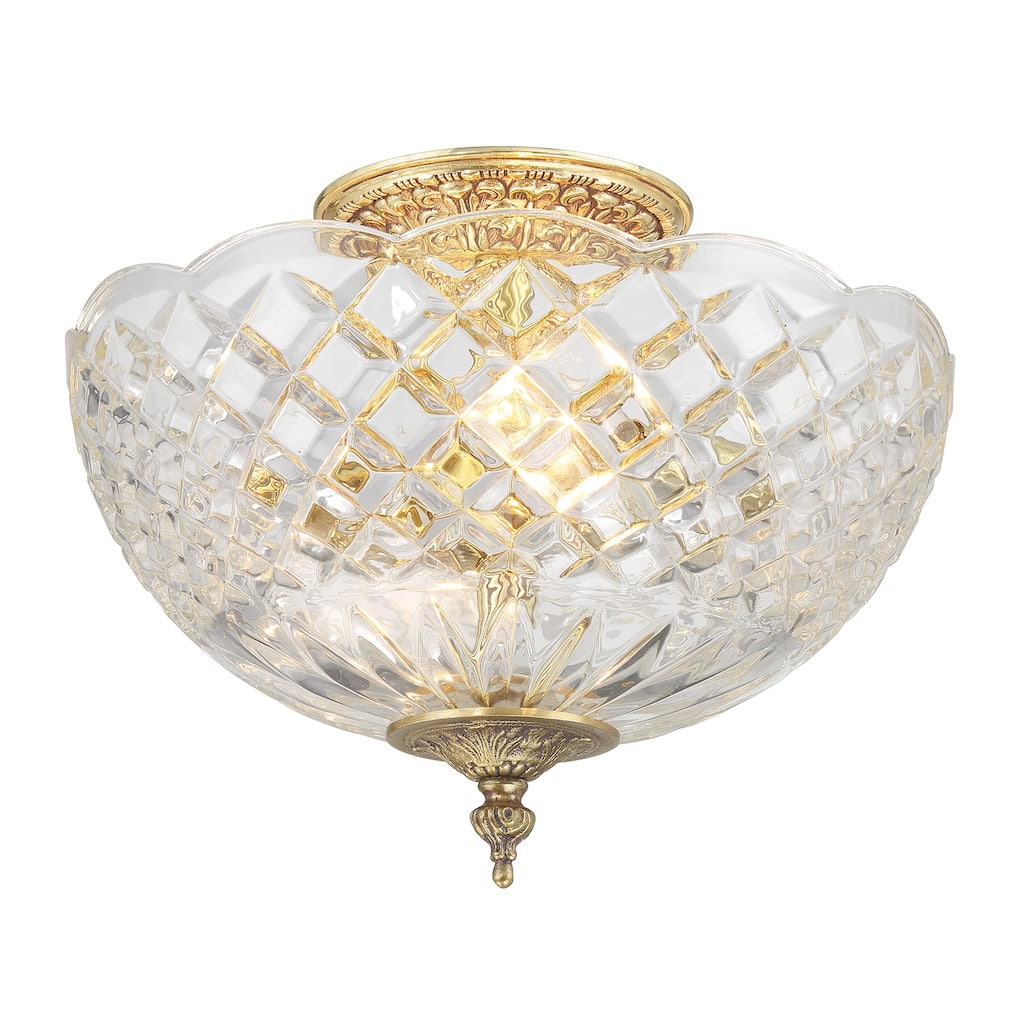 Milton 2 Light Olde Brass Semi Flush Mount - 10'' W x 10'' H