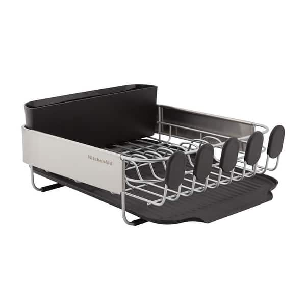 KitchenAid Stainless Steel Wrap Compact Dish Rack, 16.06-Inch - Black