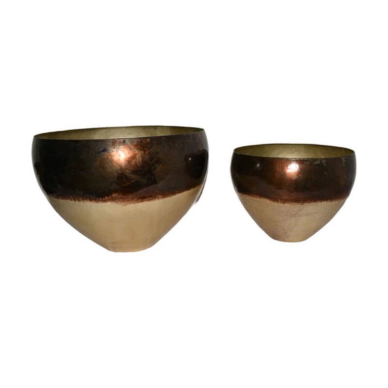 Set of 2 Silver Antique Planter H 15.10" & Dia 22" - Silver Antique