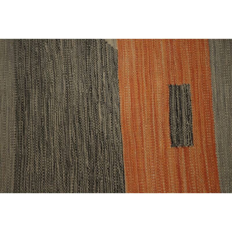 Hand Woven Oriental 100% Wool Carpet Southwestern Modern Greys & Charcoal Kilim Area Rug - 5' 0'' X 3' 3''