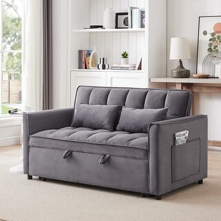 Convertible Sofa Bed with USB Port, Dark Gray Folding Loveseat Sleeper ...