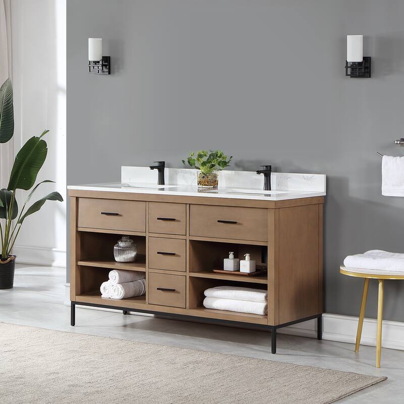 Altair Kesia Bathroom Vanity with White Composite Stone Top without Mirror