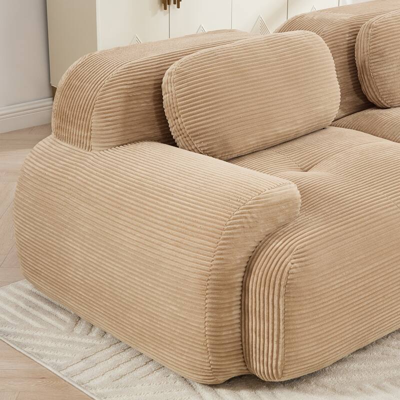 Rossetta 4-Seat Modern Simplified Anti-Slip Style Premium Corduroy Fabric Modular Sofa with Curved Armrests