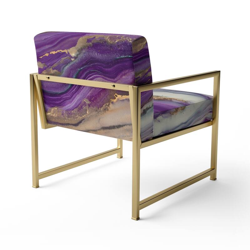 Designart "Coast Blue Sea Waves Watercolour" Upholstered Abstract Accent Chair - Modern Arm Chair For Bedroom