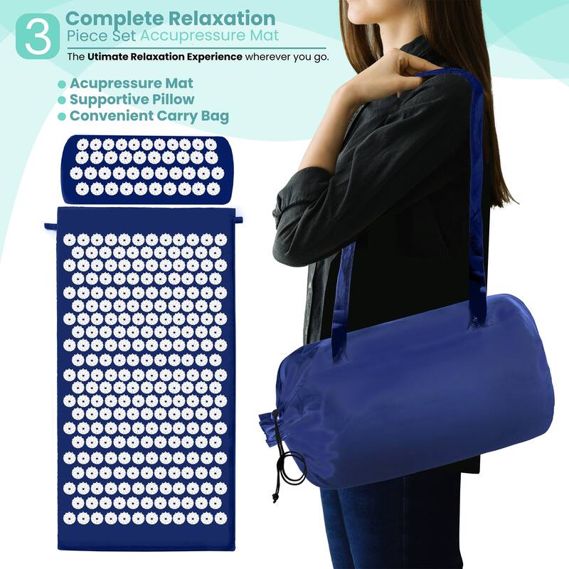 Sivan Health And Fitness Deluxe Acupressure Mat & Pillow Combo Set