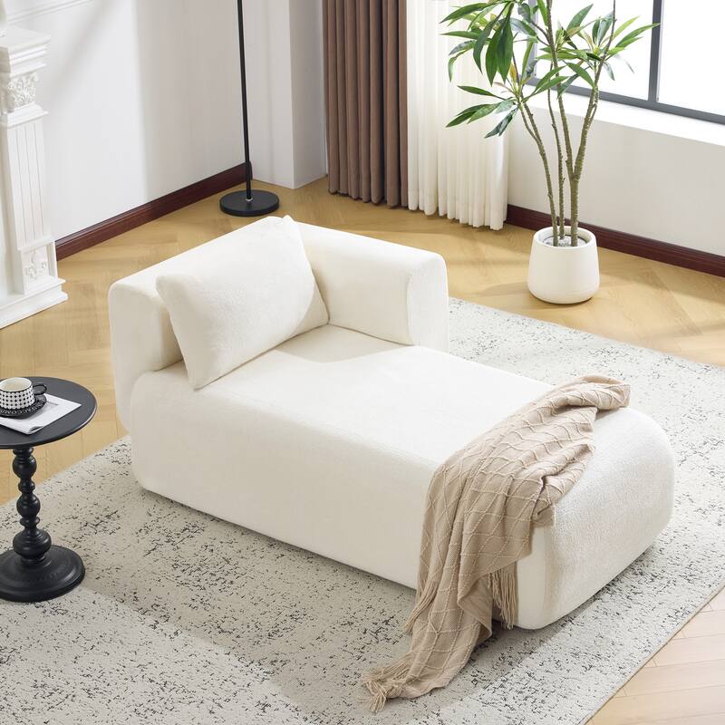 Bezseller Modern Chaise Lounge - Upholstered Sofa with Pillows for Bedroom & Living Room - Beige