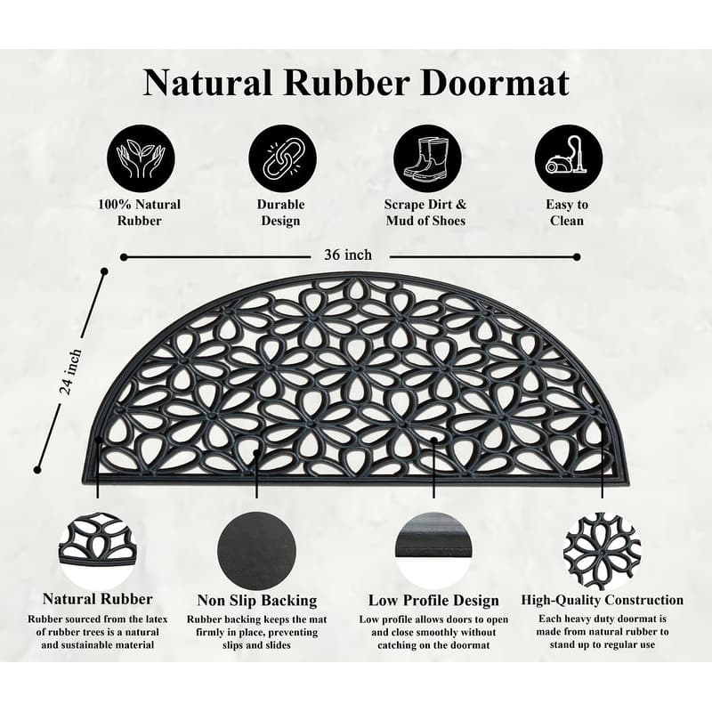 A1HC Outdoor Floor Mat, Rubber 24"x36” outside entryway Scrapes Shoes Clean of Dirt Heavy Duty Doormat for Indoor Outdoor