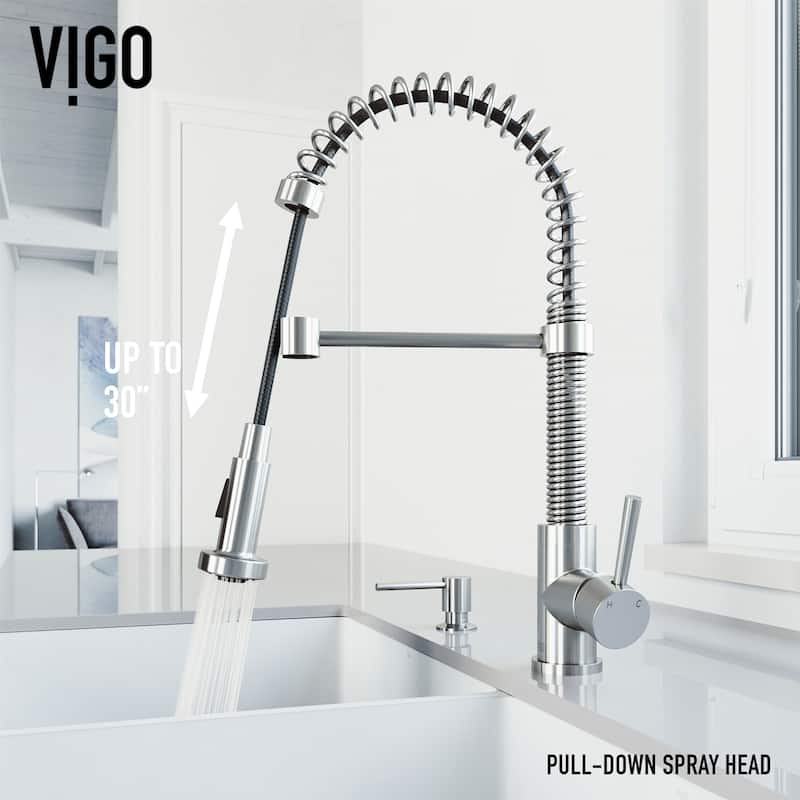 VIGO Edison 19" H Single Handle Pull-Down Sprayer Kitchen Faucet