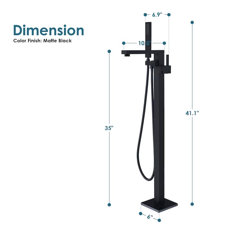 Altair Campia Single Lever Handle Freestanding Floor Mounted Tub Filler with Handshower