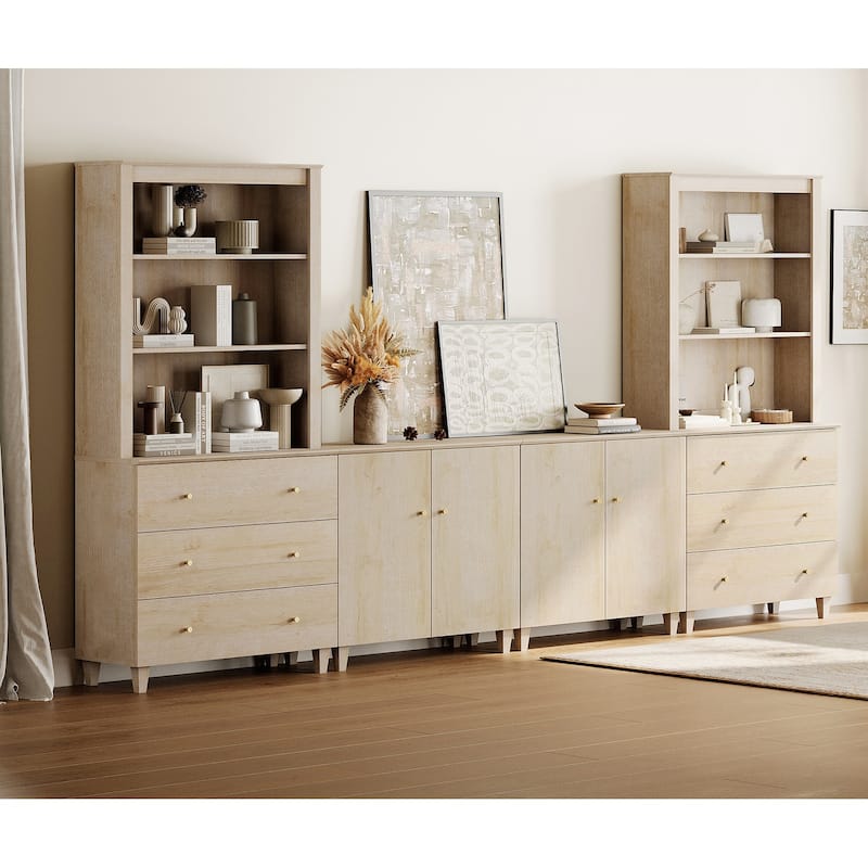 WAMPAT Wall Unit Entertainment Center for 75" TVs with Drawers&Doors