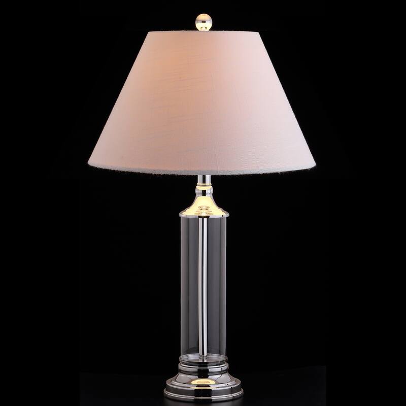Judith 29" Glass LED Table Lamp, Clear/Chrome (Set of 2) by JONATHAN Y