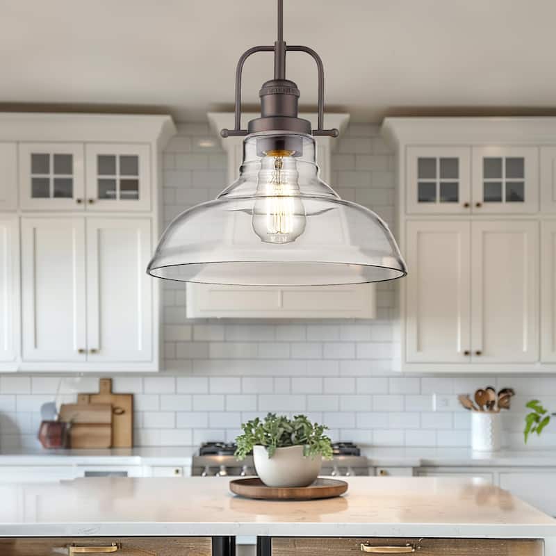 1-Light Pendant Lighting with Clear Glass Shade