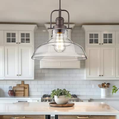 1-Light Pendant Lighting with Clear Glass Shade