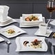 preview thumbnail 22 of 49, MALACASA Flora Porcelain Wavy Modern Dinnerware Set (Service for 6)