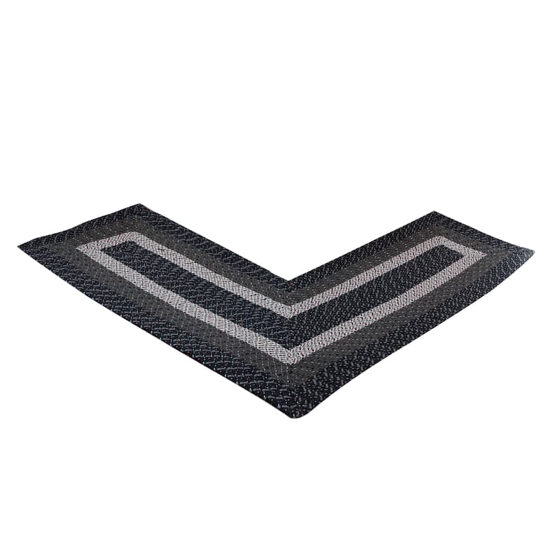 Better Trends Country Braid Reversible Area Rug - 24" x 68" x 68" L-Shape - Dark Blue Stripe