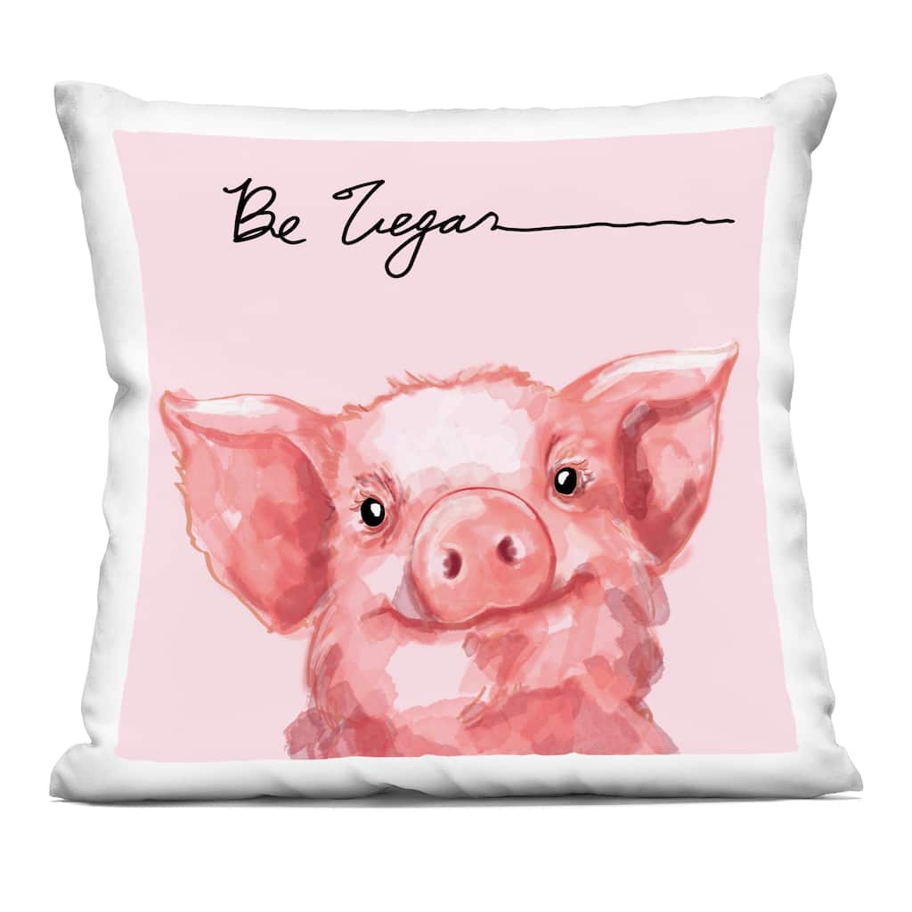 Stupell Be Vegan Cute Pig Decorative Printed Throw Pillow Design by Stella Chang