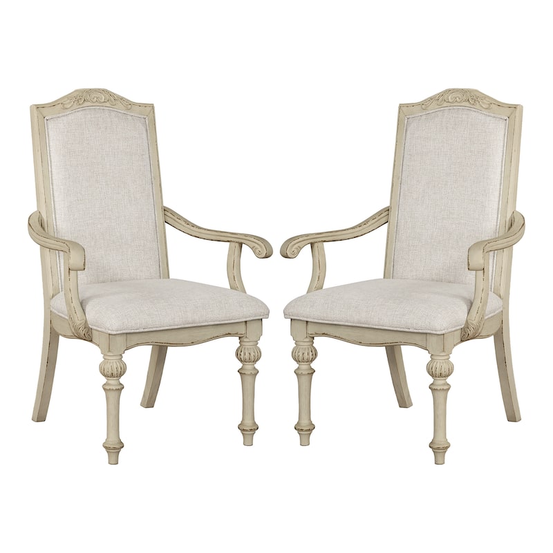 The Gray Barn Caelum Farmhouse Antique White Formal Arm Chairs (Set of 2)
