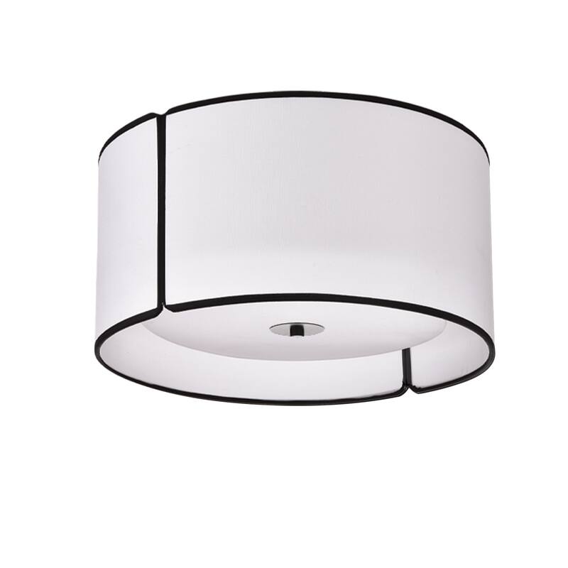 3 Light Flush Mount Ceiling Light Modern Drum Shade Matte Black - 15