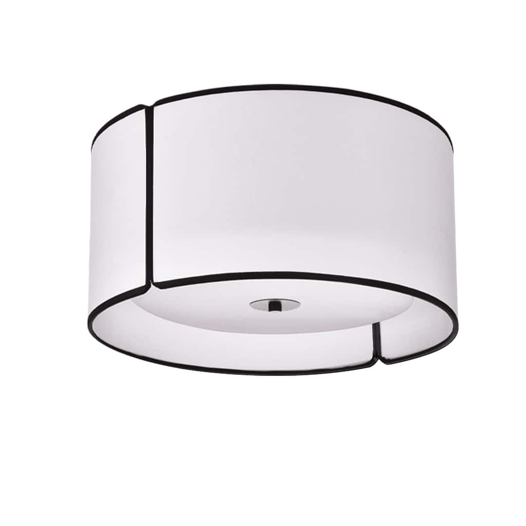 3 Light Flush Mount Ceiling Light Modern Drum Shade Matte Black - 15