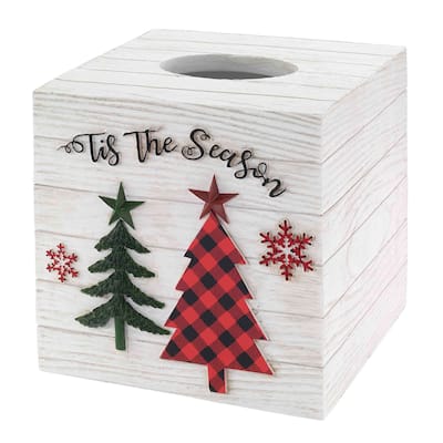 Avanti Linens Tis the Season Tissue Cover - White - Tissue Cover
