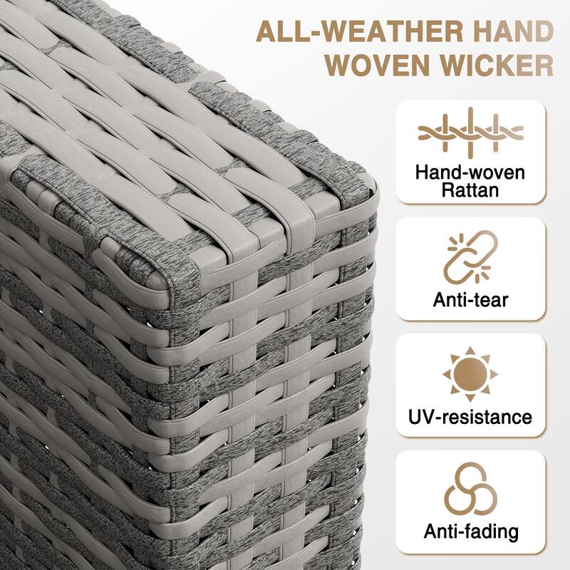 AOXUN Wicker Rattan Outdoor Sectional Sofa Set with Coffee Table