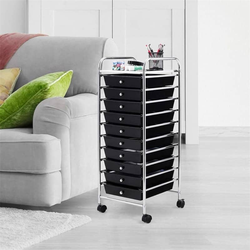 10-Drawer Organizer Cart - 15"D x 13"W x 34"H