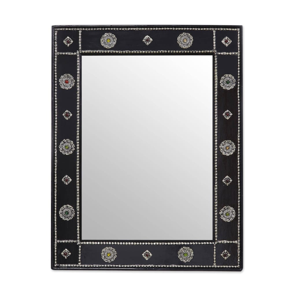 Handmade Mirror Embossed Buddha Wall Art Tranquility(India)