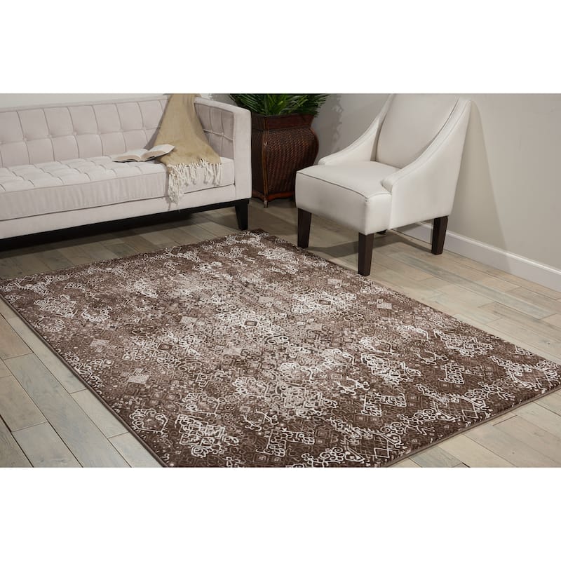 Nourison Karma Vintage Over-Dyed Medallion Area Rug - 5' 3" x 7' 4" - Brown - Runner/Rectangle