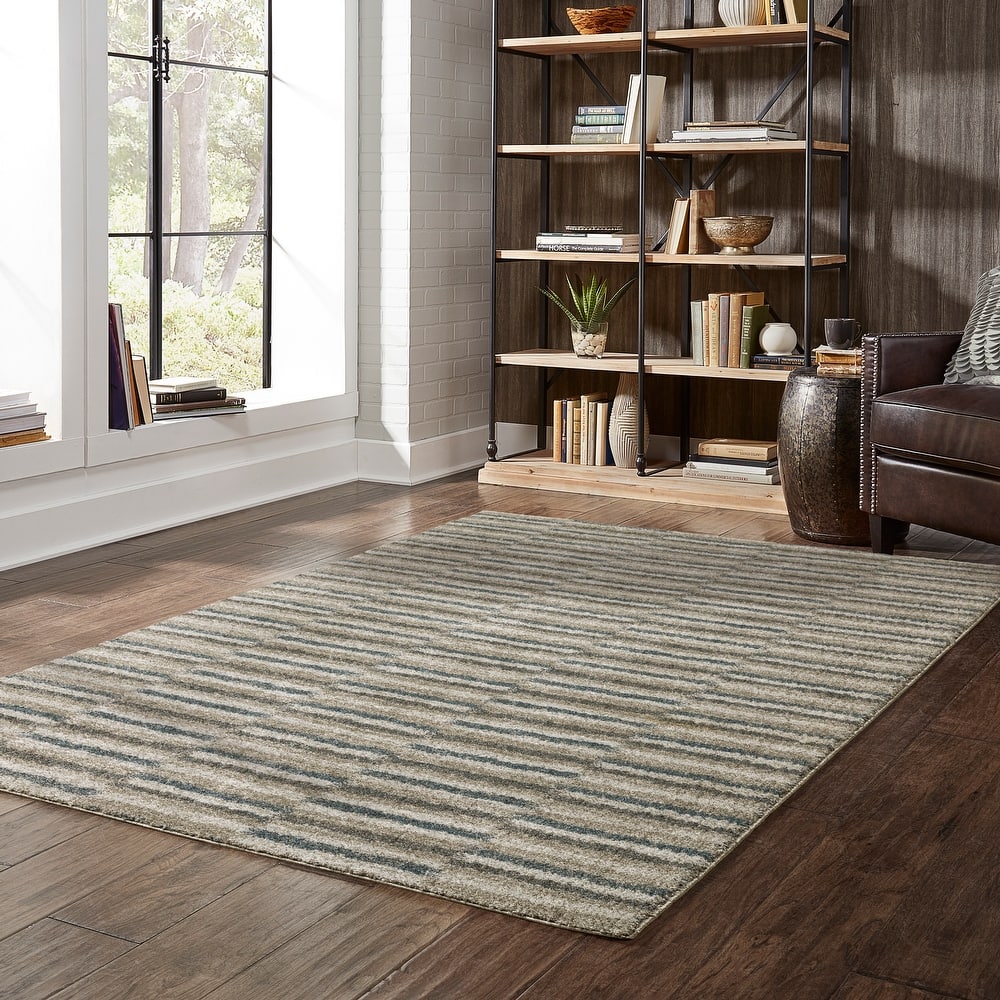 Style Haven Archer Multi Striped Teal/ Grey Indoor Area Rug.
