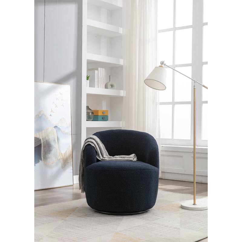 25.60" Swivel Barrel Chair, Modern Small Single Sofa Chair Comfy Round Upholstered Armchair for Living Room Bedroom