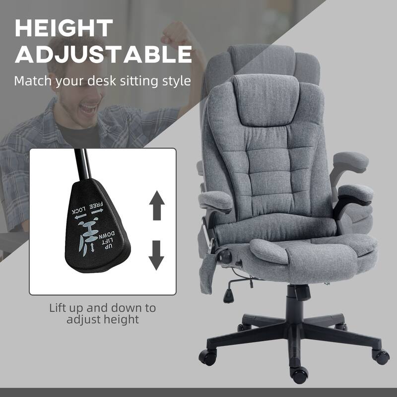 Height Adjustable Massage Office Chair with Lumbar Heating and 6 Vibration Points Swivel Wheels - 25.5"W x 28"D x 43.25"-47.25"H