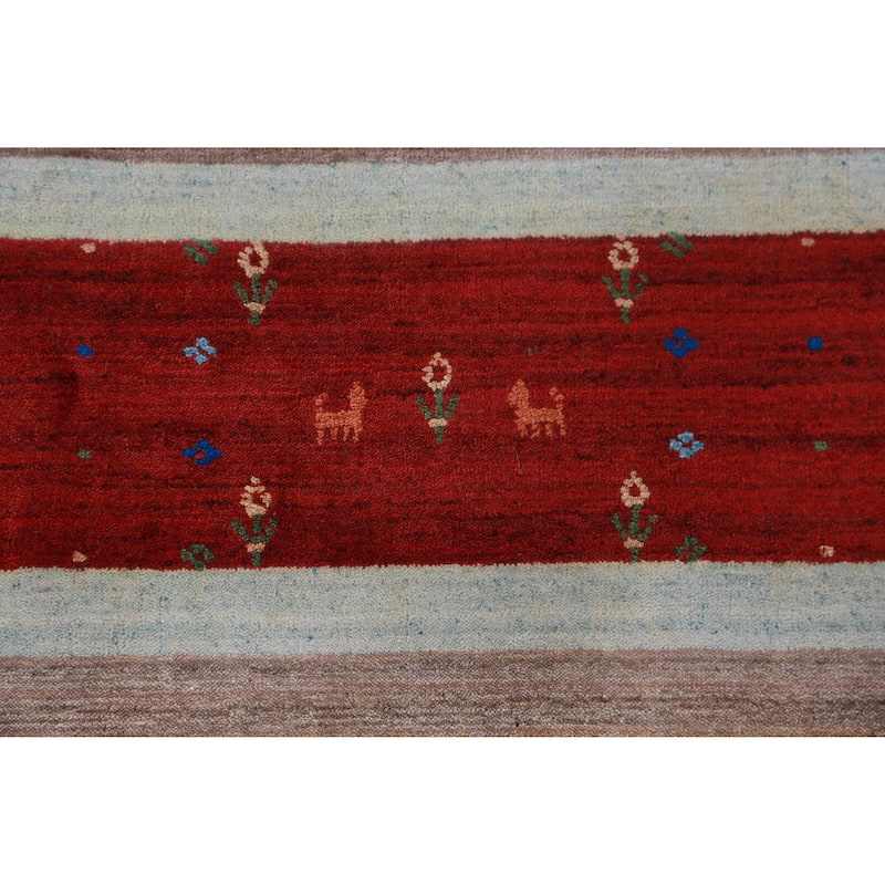 Hand Knotted Oriental 100% Wool Carpet Tribal Tribal Brown Gabbeh Area Rug - 9' 11'' X 7' 9''