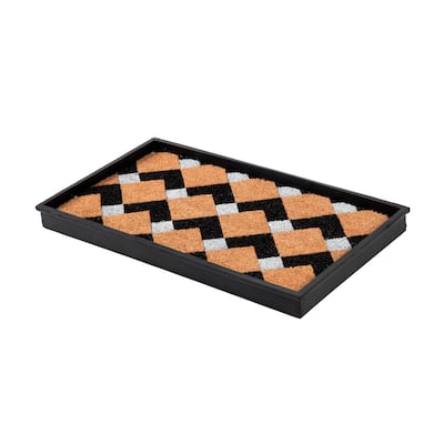 Jani Natural & Recycled Rubber Boot Tray with Tan & Black Chevron Coir Insert