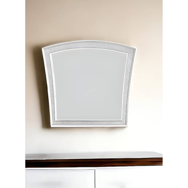 HomeRoots 44" Platinum Abstract Wood Framed Mounted Dresser Mirror - 40' X '44' X '2 - 40' X '44' X '2