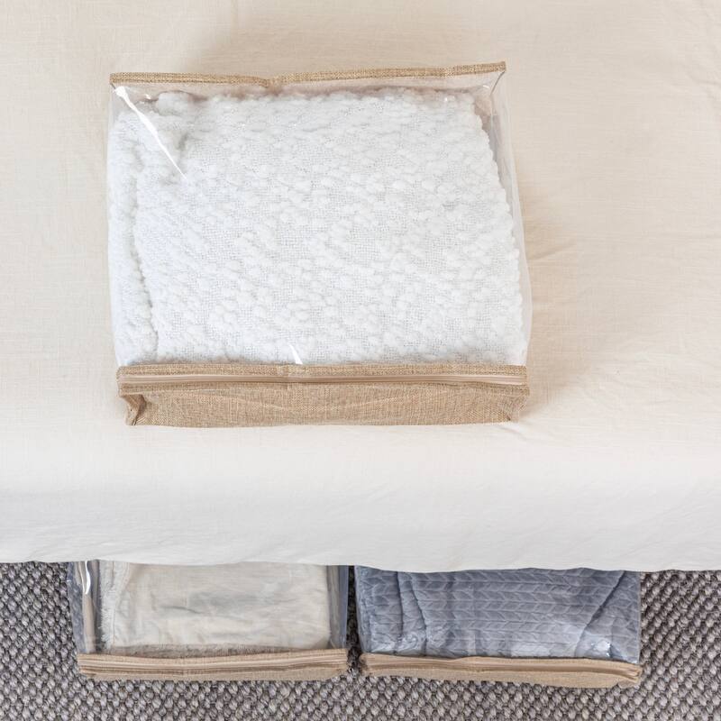 Household Essentials Zippered Sweater Storage Bags with Clear Vision Panel - 16.0"L x 13.3"W x 4.0"H