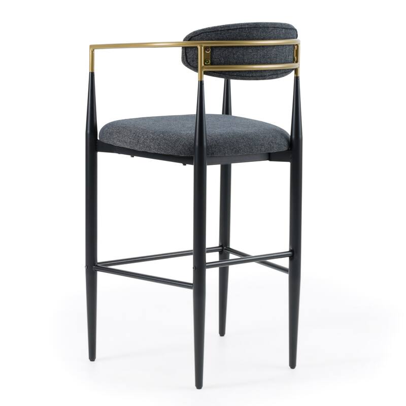 Modrest Buchtel Mid-Century Modern Dark Grey, Gold Arm & Black Bar Chair