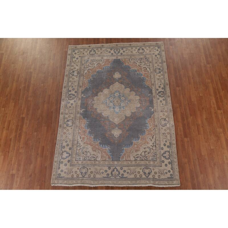 Over-Dyed Tabriz Persian Antique Area Rug Handmade Wool Carpet - 6'7" x 9'6"