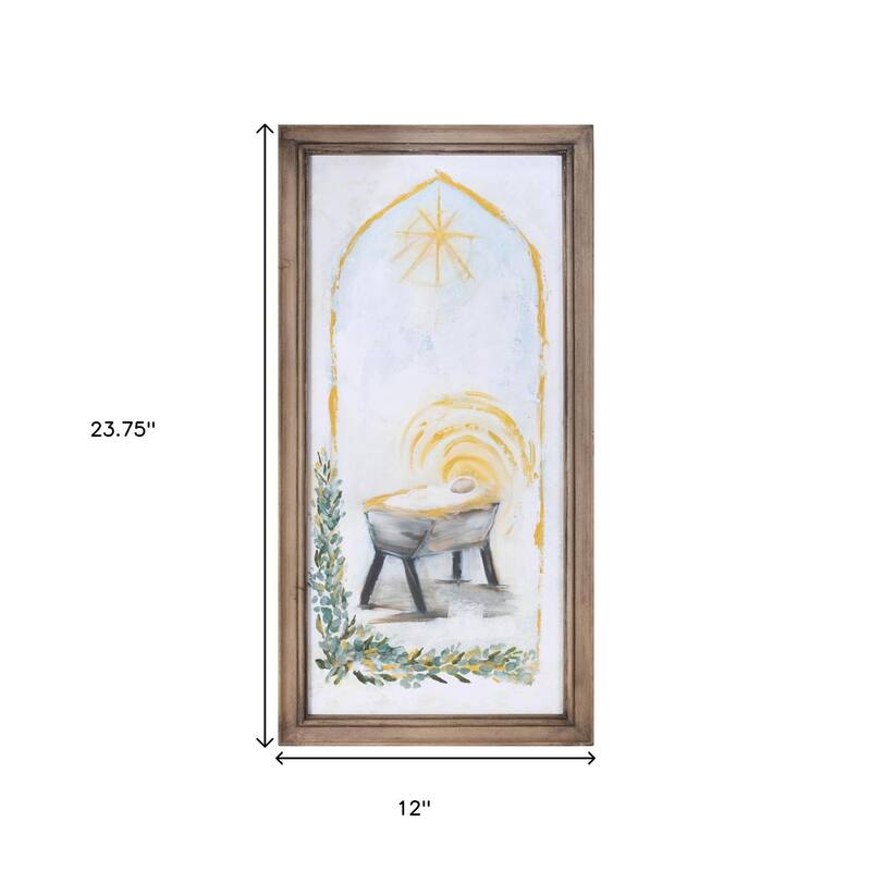 HomeRoots Christmas Manger Brown Framed Wall Art