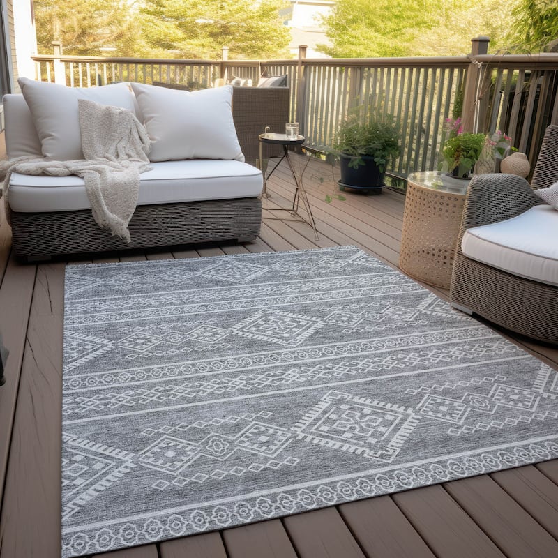 Machine Washable Indoor/ Outdoor Chantille Moroccan Boho Rug