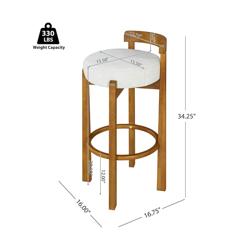 Christopher Knight Home - Elise Modern Low Back Barstool Set with Rounded Seat and Rubberwood Frame