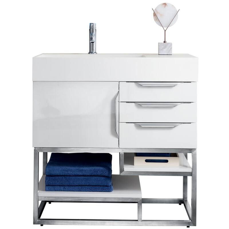 James Martin Vanities 983-V36-BN-GW Columbia 36" Free Standing Single - Glossy White - Painted