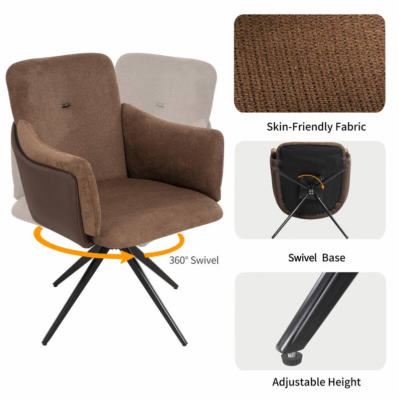360° Swivel Home Office Desk Chairs Set of 2, Dining Chairs with Arm