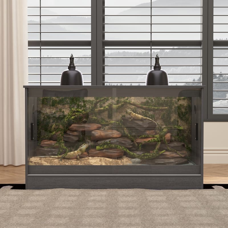 Glass Enclosure with Sliding Doors –Lizard, Gecko, 120 Gallon Wooden Reptile Terrarium Tank with Sliding Doors & Ventilation