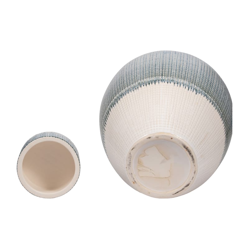 Sagebrook Home Blue Kashion Vase - Stoneware Decor Accent for Modern Living Spaces