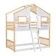 preview thumbnail 12 of 10, Twin over Twin House Bunk Bed with Roof, Window Box and Door, Natural+White