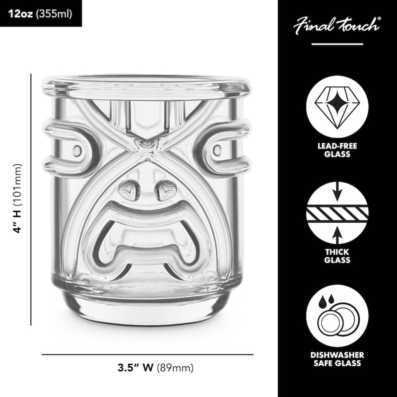 Final Touch Tiki Tumblers Set of 4 Tumblers - 12 Oz